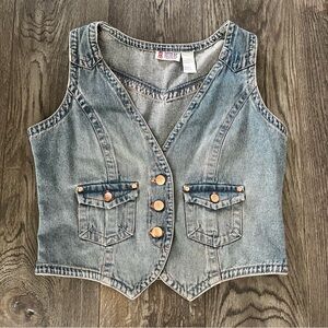 BILL BLASS Vintage Denim Jean Vest Size L